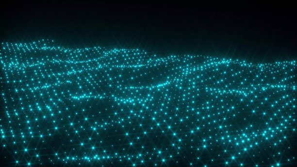 具有照明网结构的区块链网络的运动抽象波。图片下载