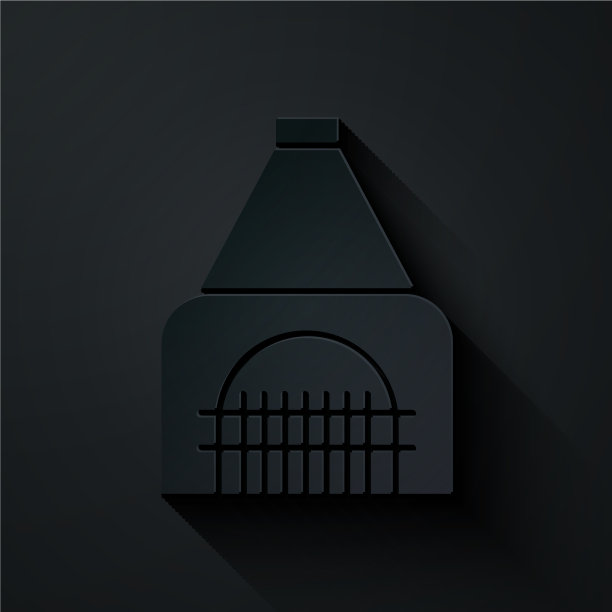 剪纸室内壁炉图标孤立上图片下载