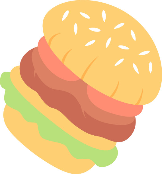 汉堡平面设计长影子颜色图标快图片下载