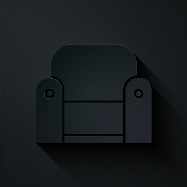 剪纸扶手椅图标孤立在黑色图片下载