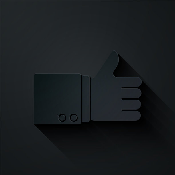 剪纸手拇指向上孤立在黑色图标图片下载