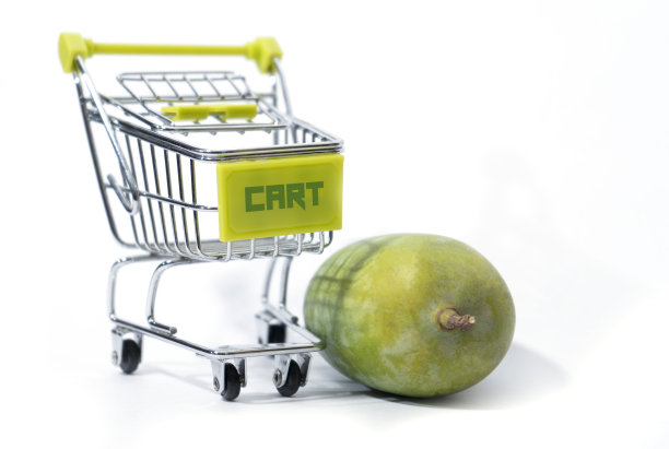 印度绿色生凯萨芒果在购物车图片下载