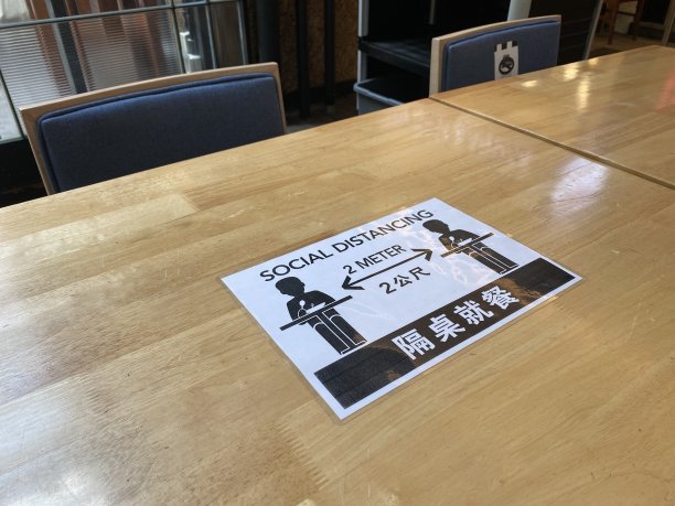 一个指示社交距离的桌子图片下载