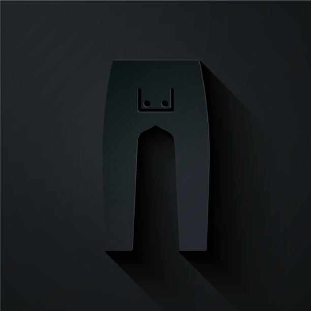 剪纸裤子图标孤立的黑色背景图片下载