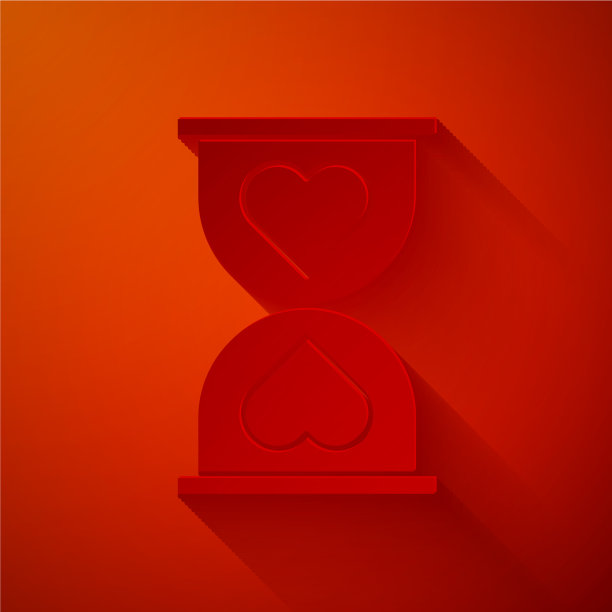 剪纸切心在中心老沙漏图标图片下载