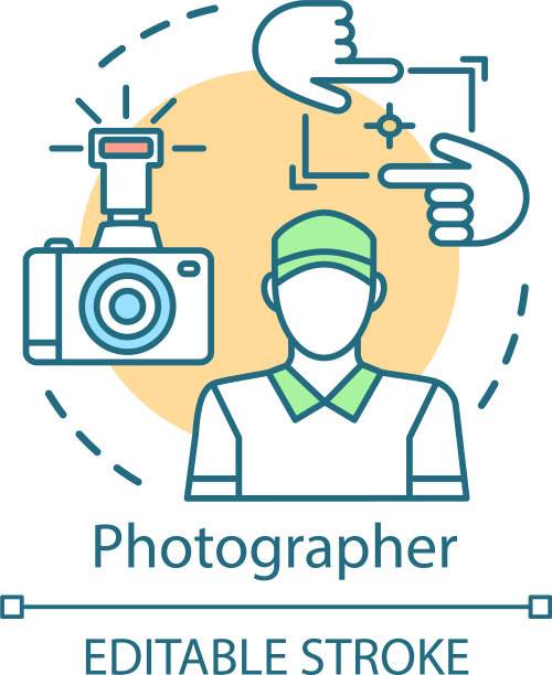 摄影师概念图标数码相机和图片下载