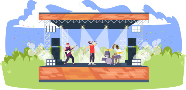 夏季摇滚音乐节扁平流行音乐夏季图片下载