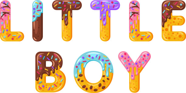 小男孩吃刻有文字的姜饼图片下载