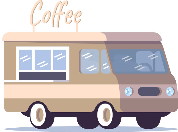 咖啡街卡车平移动城市咖啡馆快图片下载