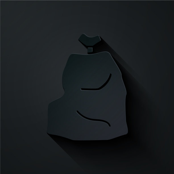 剪纸垃圾袋图标孤立在黑色图片下载