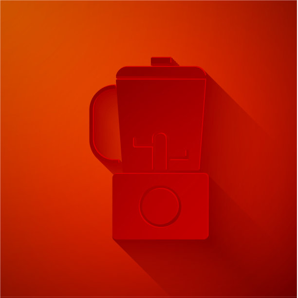 剪纸搅拌器图标孤立在红色背景图片下载