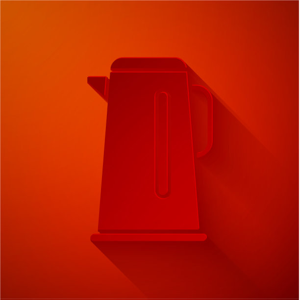 剪纸水壶与把手图标隔离在红色图片下载