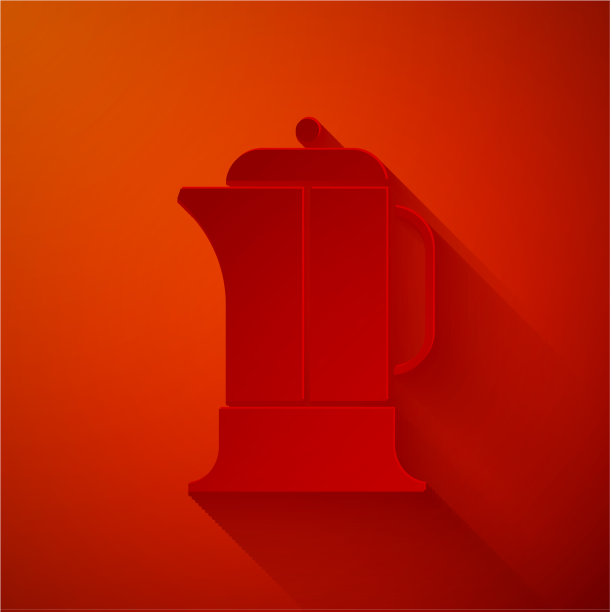 剪纸法国出版社图标孤立在红色图片下载