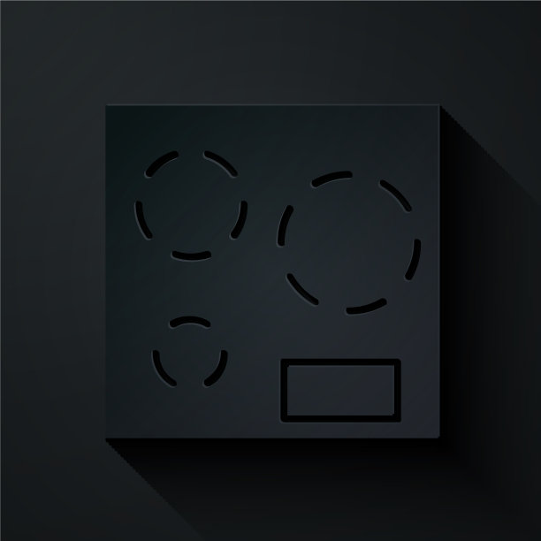 剪纸电炉图标孤立在黑色图片下载