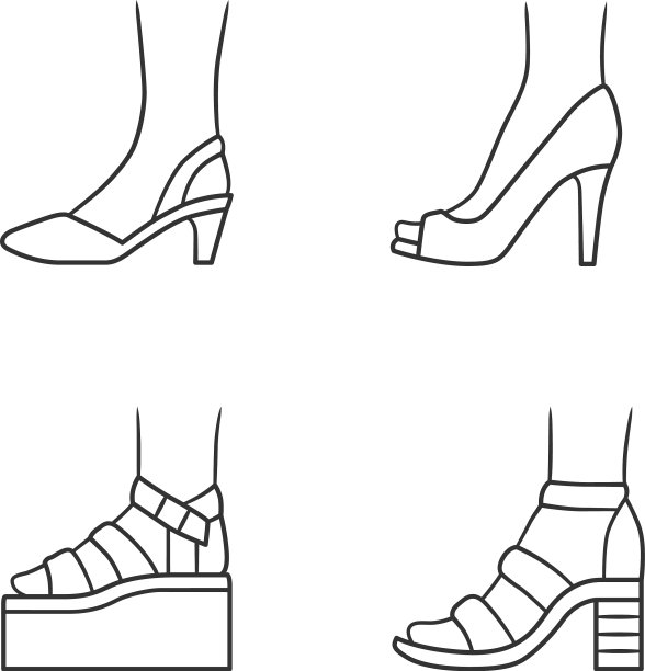 女性夏季鞋线性图标设置女性图片下载
