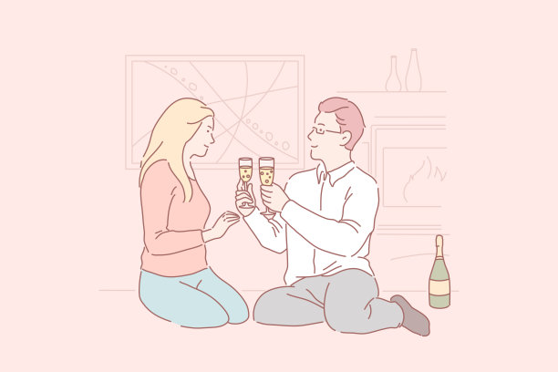 在家约会，浪漫晚餐，爱的氛围概念图片下载