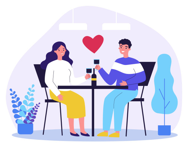 快乐的小情侣在情人节在餐厅约会图片下载