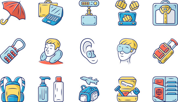 旅行饰品颜色图标设置行李图片下载