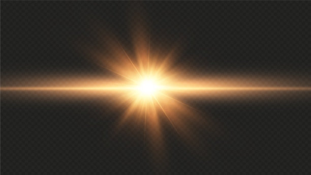 金色的星星孤立在黑色的背景上。效果，眩光，线条，闪光，爆炸，金色的光。矢量图图片下载