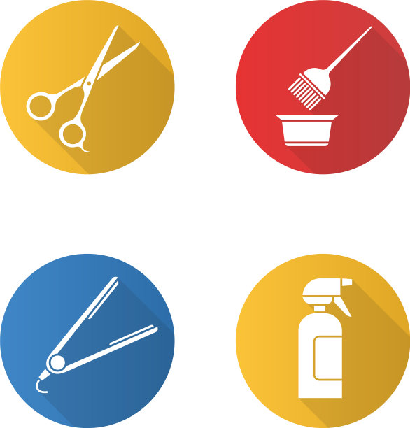 发型平面设计长影字形图标集图片下载