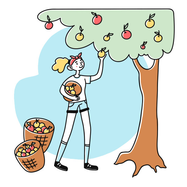 女园丁摘苹果图片下载
