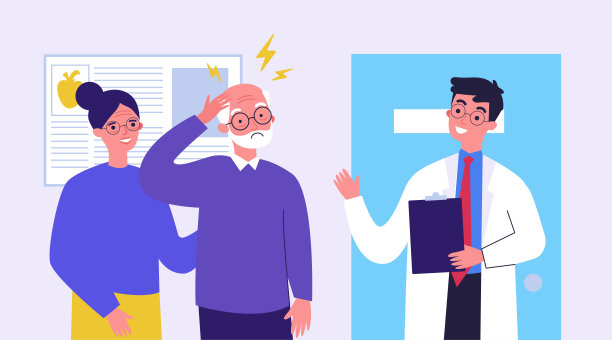 一个老人因为偏头痛去看医生了图片下载