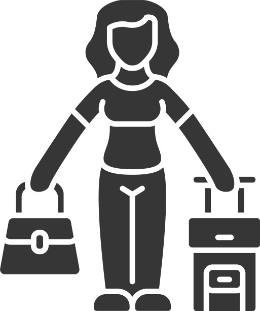 移民妇女字形图标旅行者度假者图片下载