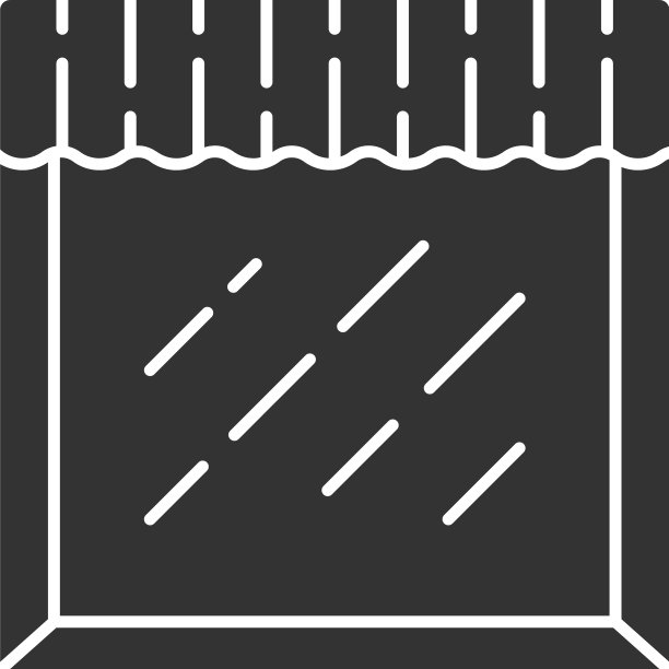 帷幔字形图标房子和办公室窗户图片下载