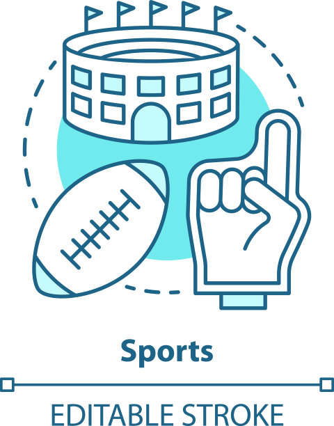 运动蓝色概念图标的制作和组织图片下载