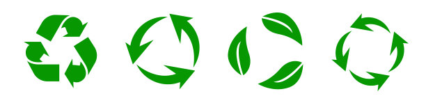 回收设置全景。绿色循环和旋转箭头图标包。网络元素。矢量图图片下载