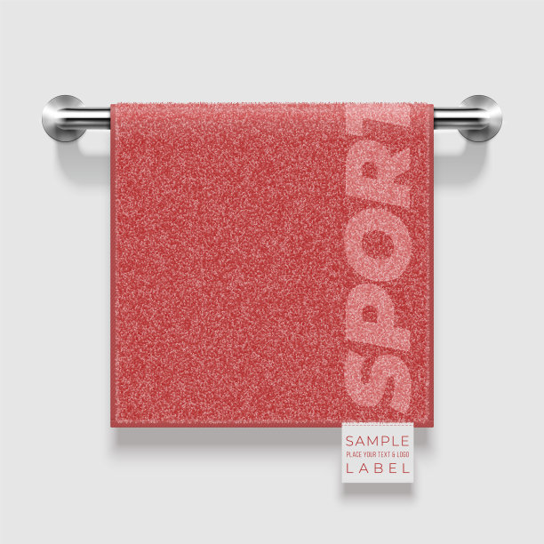 矢量现实的毛巾布与标签模板挂在金属支架上图片下载