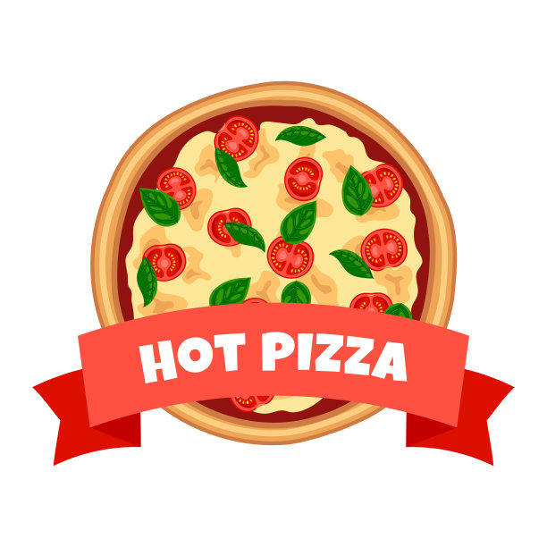 美味的热披萨玛格丽塔丝带文字图片下载