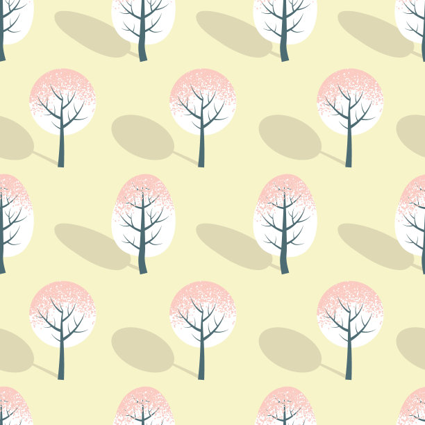 可爱的树与雪矢量无缝模式图片下载