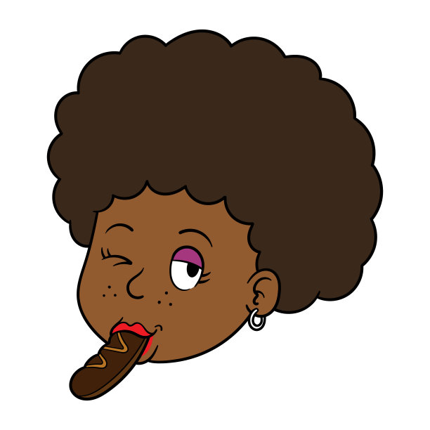 卡通女人吮吸巧克力棒插图图片下载