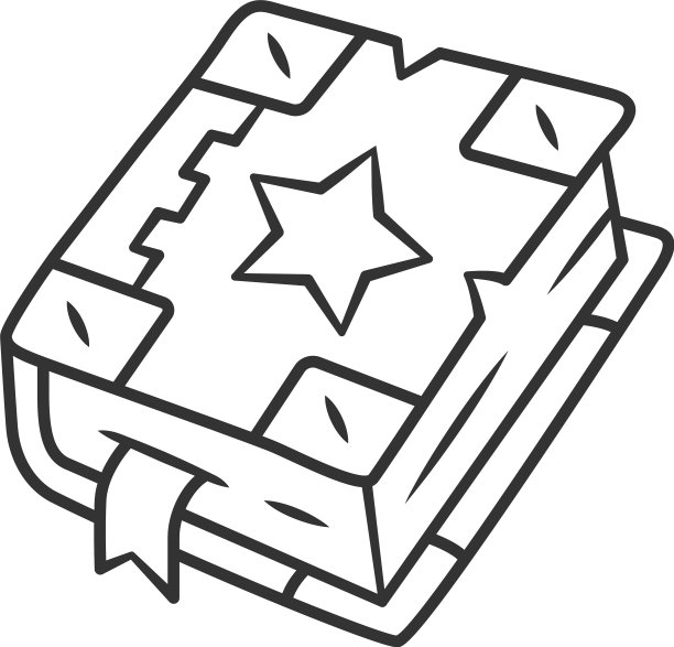 咒语书线性图标细线黑魔法老图片下载