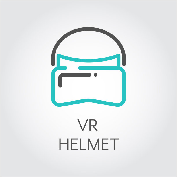 彩色线条图标新技术设备头盔VR虚拟现实。图片下载