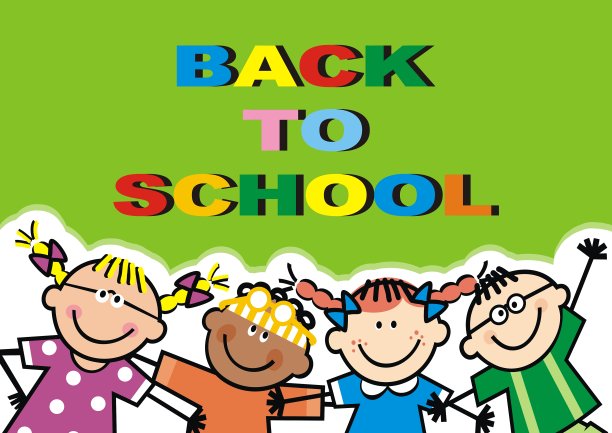 回到学校，一群孩子，矢量插图图片下载