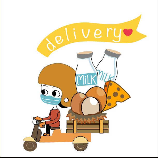 新鲜的农场牛奶，鸡蛋和奶酪运送载体图片下载