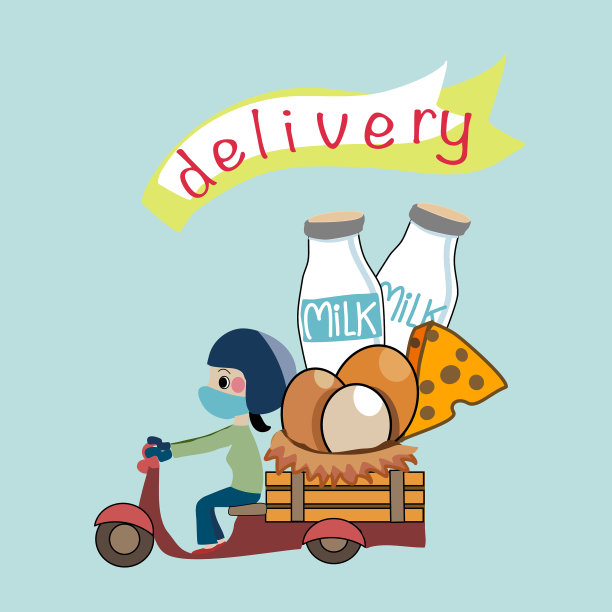 新鲜的农场牛奶，鸡蛋和奶酪运送载体图片下载