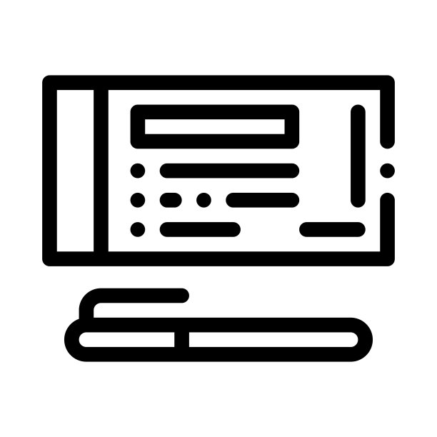 用钢笔填写支票图标矢量轮廓插图图片下载