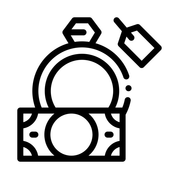 交付珍贵的戒指到当铺图标矢量大纲插图图片下载