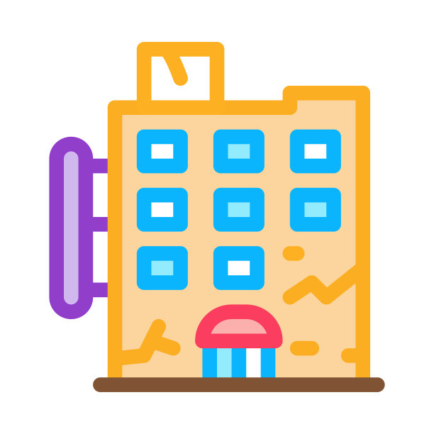 裂缝住宅建筑图标矢量轮廓插图图片下载