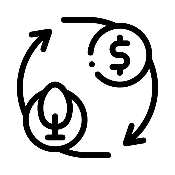 树木和金钱图标矢量轮廓插图的循环图片下载