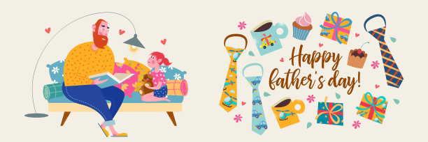 祝您父亲节快乐。矢量插图，横幅，贺卡。图片下载