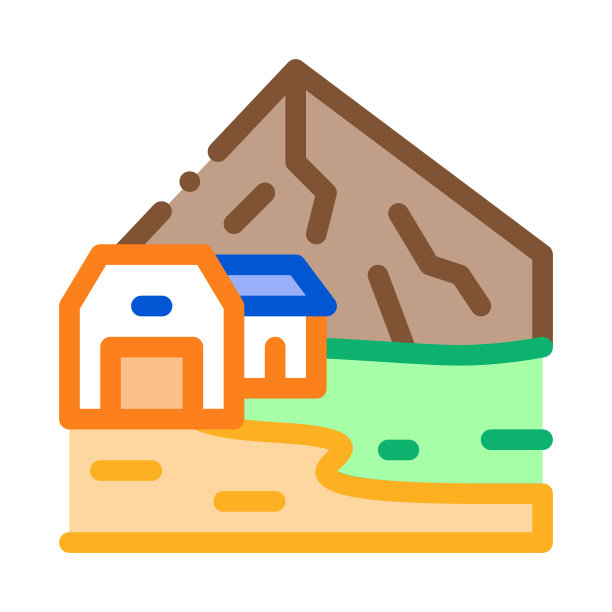 住宅建筑在高地图标矢量轮廓插图图片下载