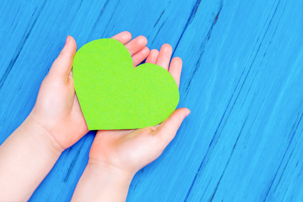 孩子手中的绿心图片下载