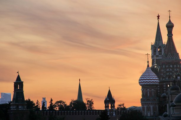 克林姆林宫背景中的日落图片下载