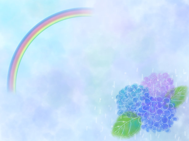 绣球和彩虹的背景图片下载