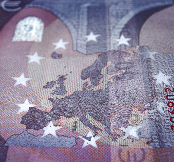 欧洲地图详细的欧元票据图片下载