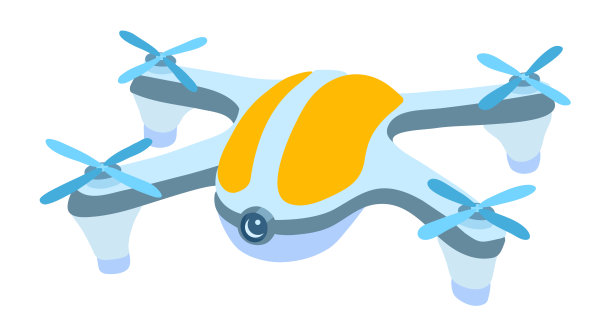 带有摄像头的无人机，四轴飞行器被隔离在白色背景上。图片下载